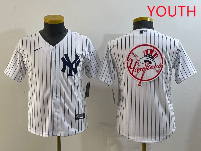Youth New York Yankees Blank White Stripe Game 2025 Nike MLB Jersey style 1